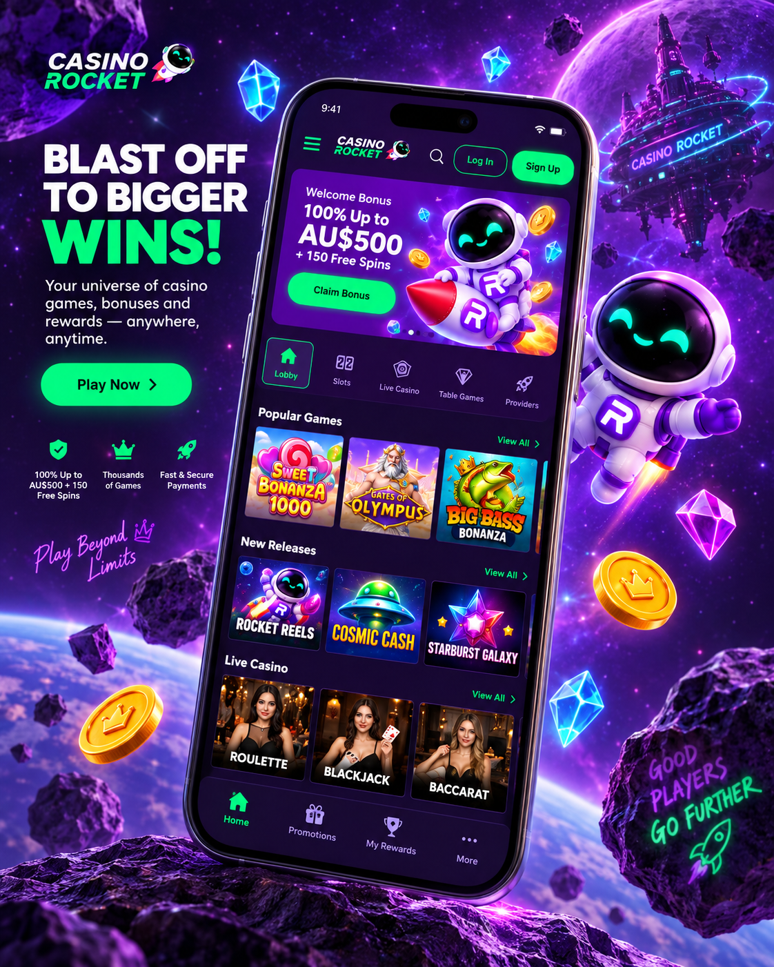 Rocket Casino mobile gaming