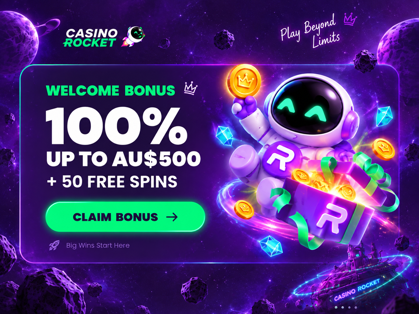 Rocket Casino welcome bonus offer